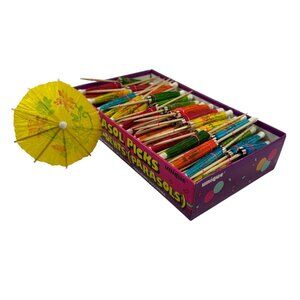 Paper Drink Umbrellas Lot of 144 Vintage Tiki Cocktail Parasols Multicolor Picks